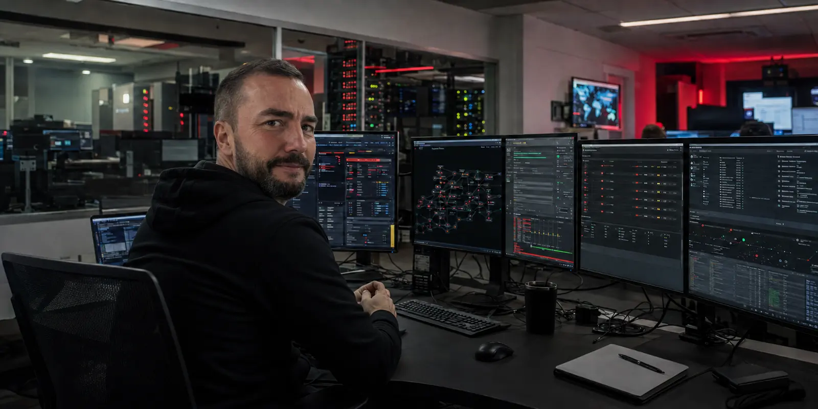 Agente de inteligencia artificial coordinando el análisis y ataque de sistemas en una red global